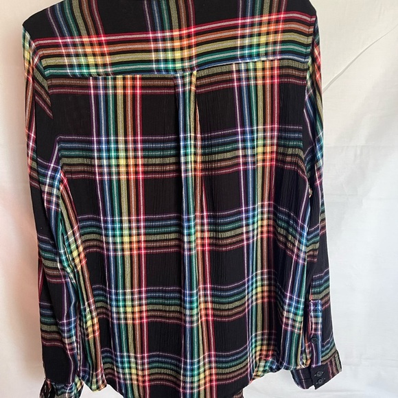 Torrid Crepe Lon’s sleeve button down rainbow plaid shirt - Picture 3 of 4